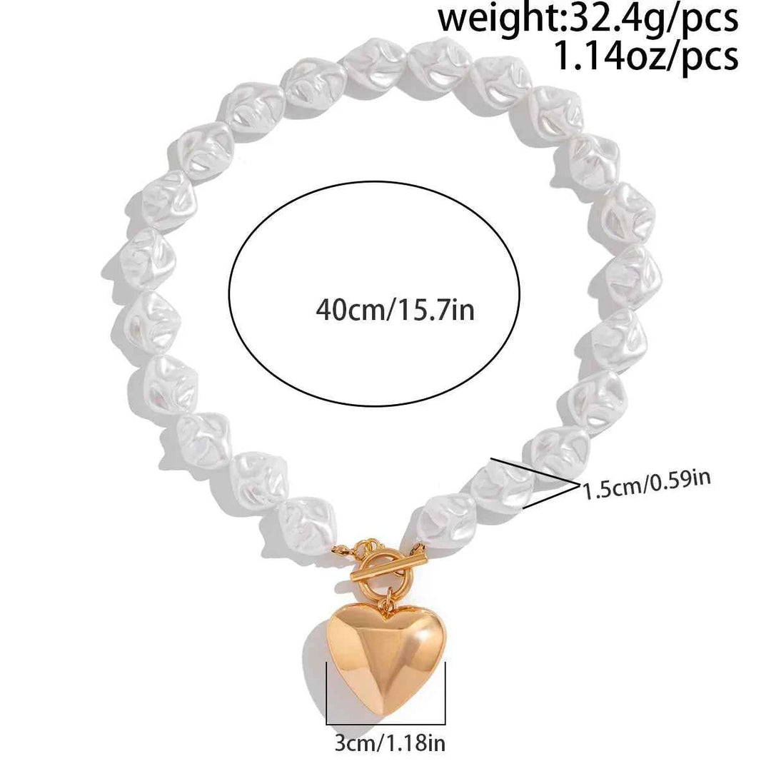 Elegant Pearl Heart Jewelry Set