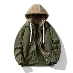 Men's Oversized Corduroy Hoodie Jacket – Textured Winter Streetwear Green regular autumn