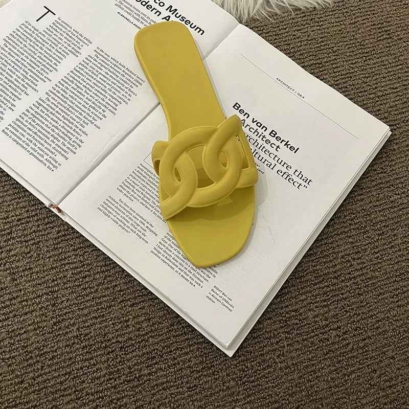 Candy Coloured Flat Slides Yellow