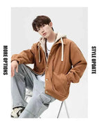 Men's Oversized Corduroy Hoodie Jacket – Textured Winter Streetwear