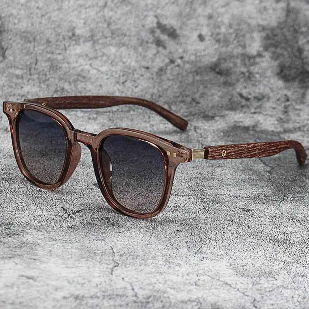 Wood Grain Style Eyeglasses Brown