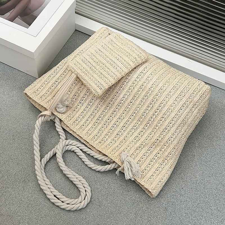 Women's Casual Beach Tote Bag with Rope Handles