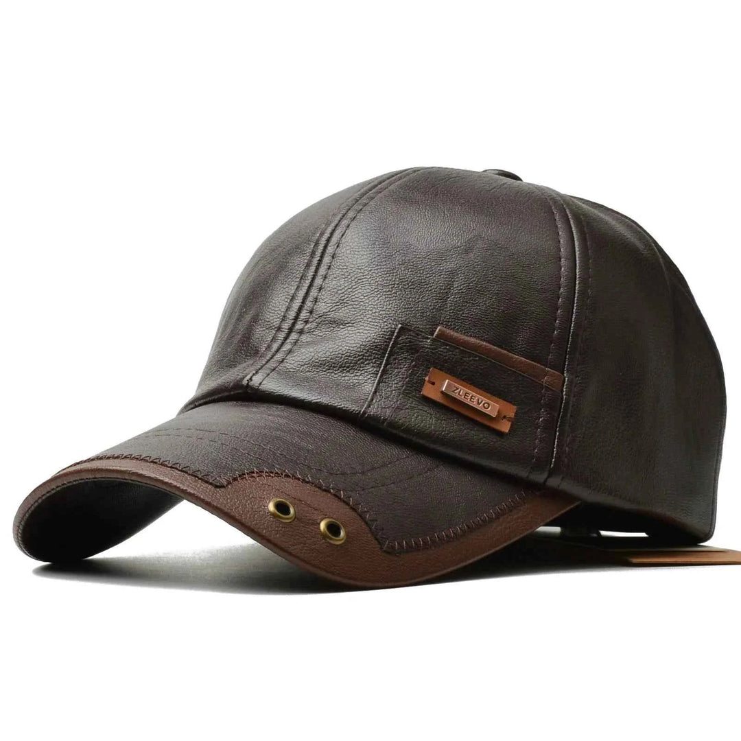 Premium Leather Cap Dark Brown