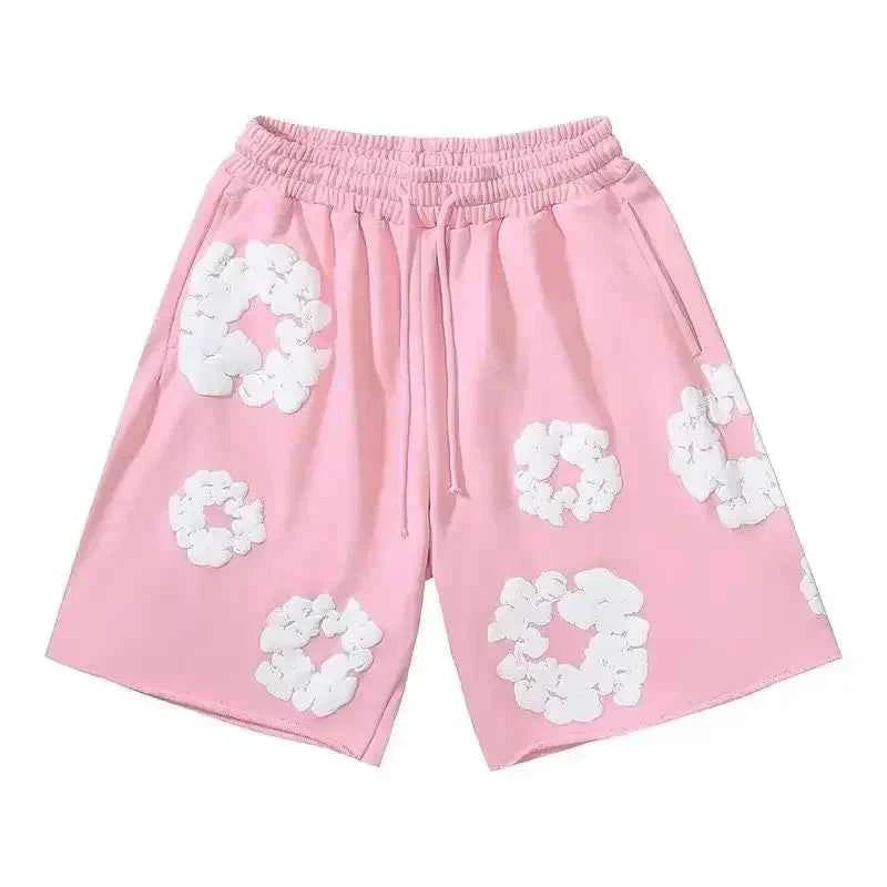 Emma | Unisex Floral Print Streetwear Shorts – Summer Casual Bottoms Pink