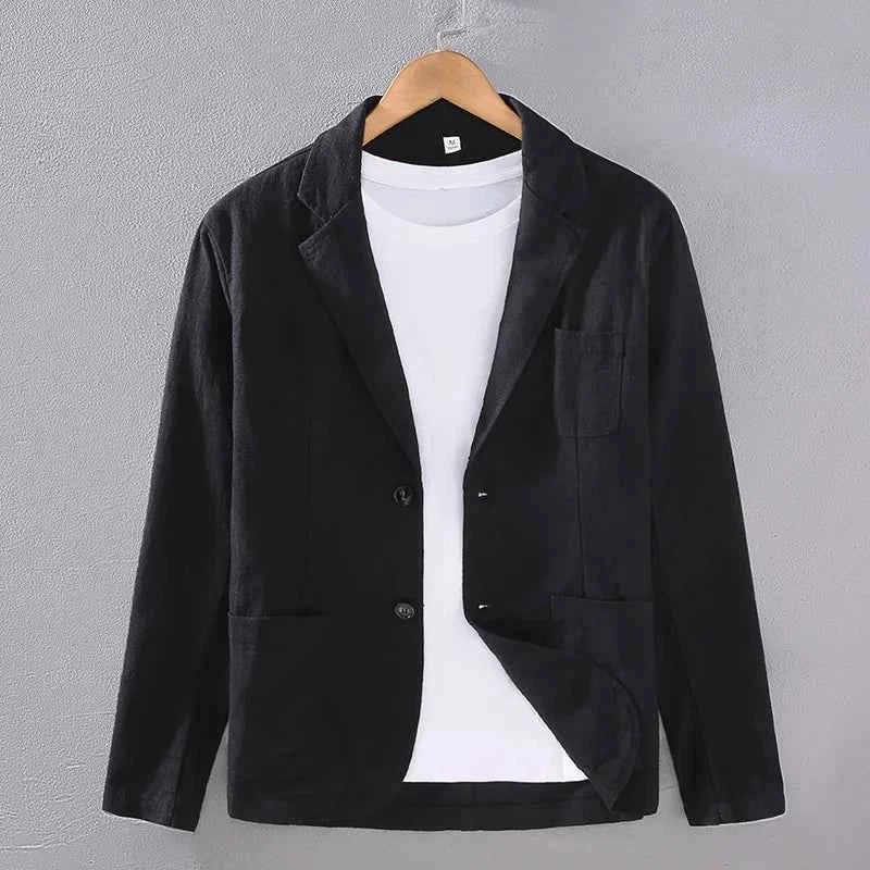 Men's Cotton-Linen Wellington Blazer Black