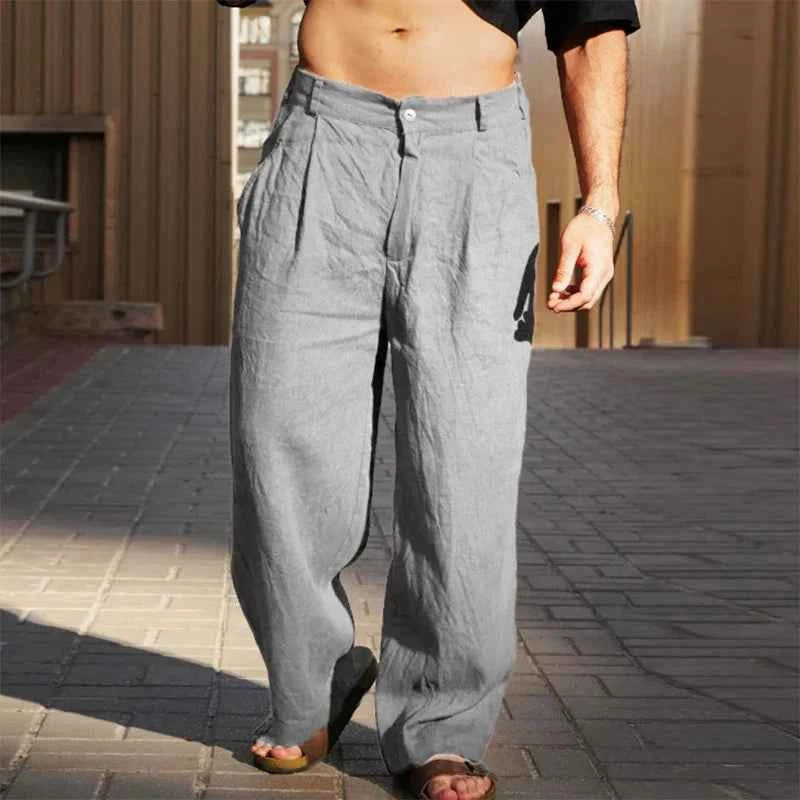 Men's Stylish Wide-Leg Trousers Light Grey