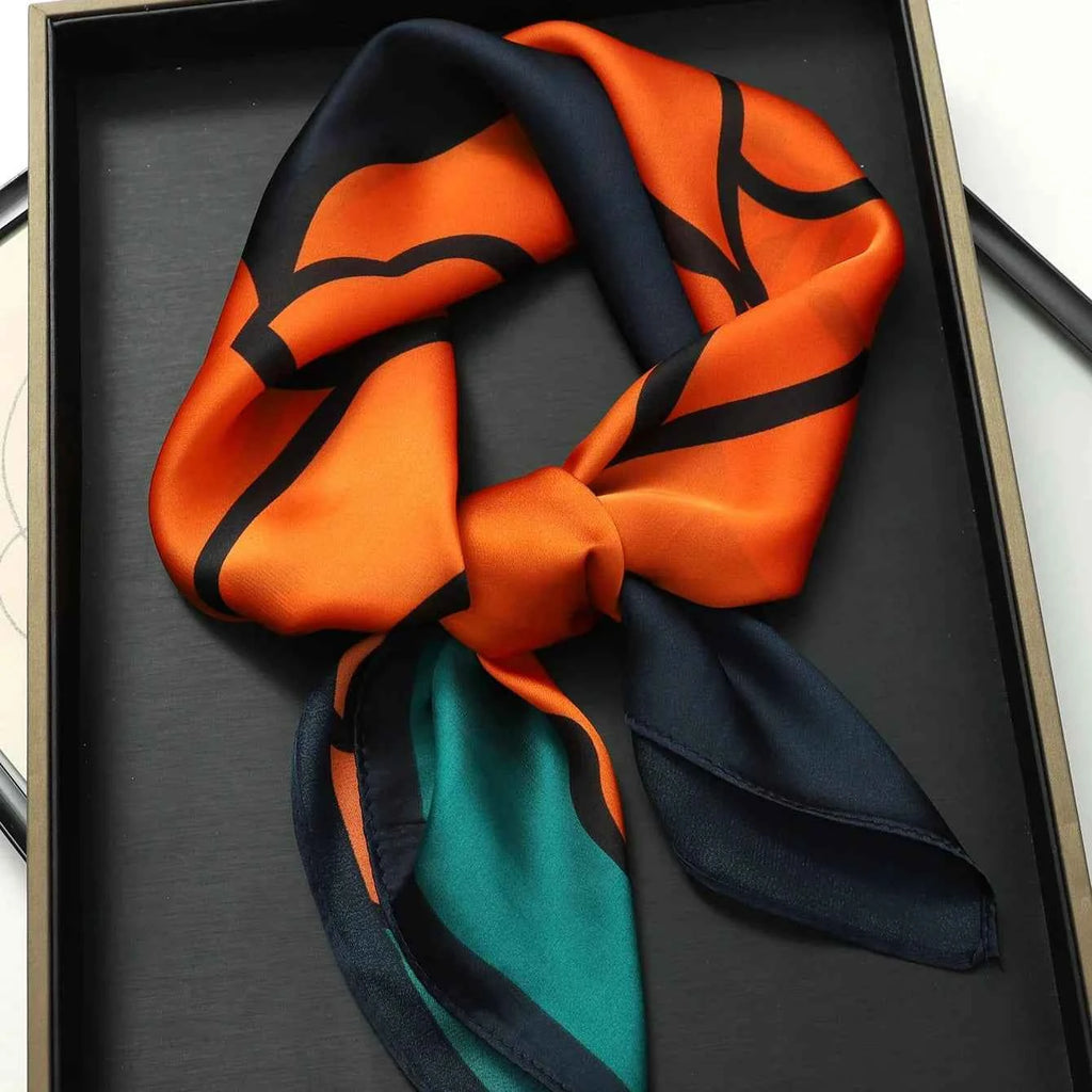 Luxurious Veloura Silk Head Scarf Orange
