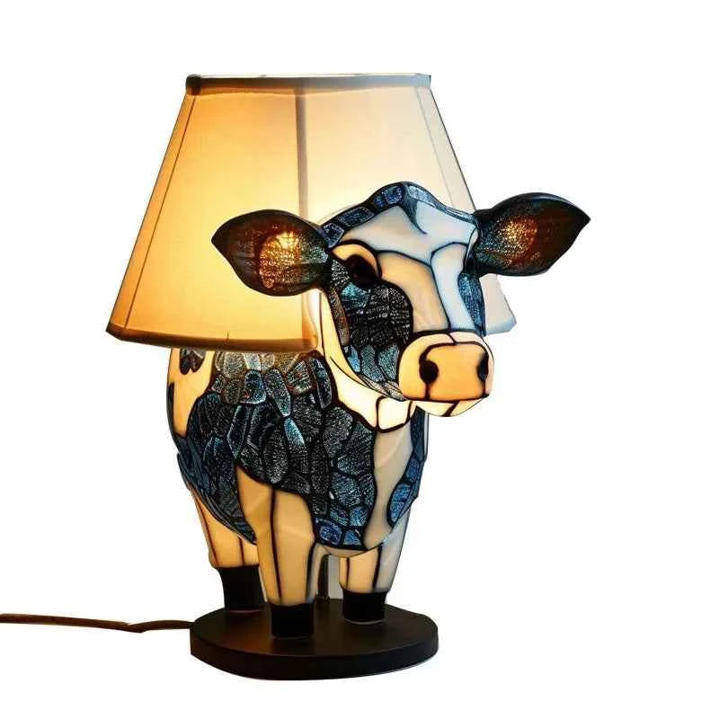 Mosaic Cow Design Table Lamp