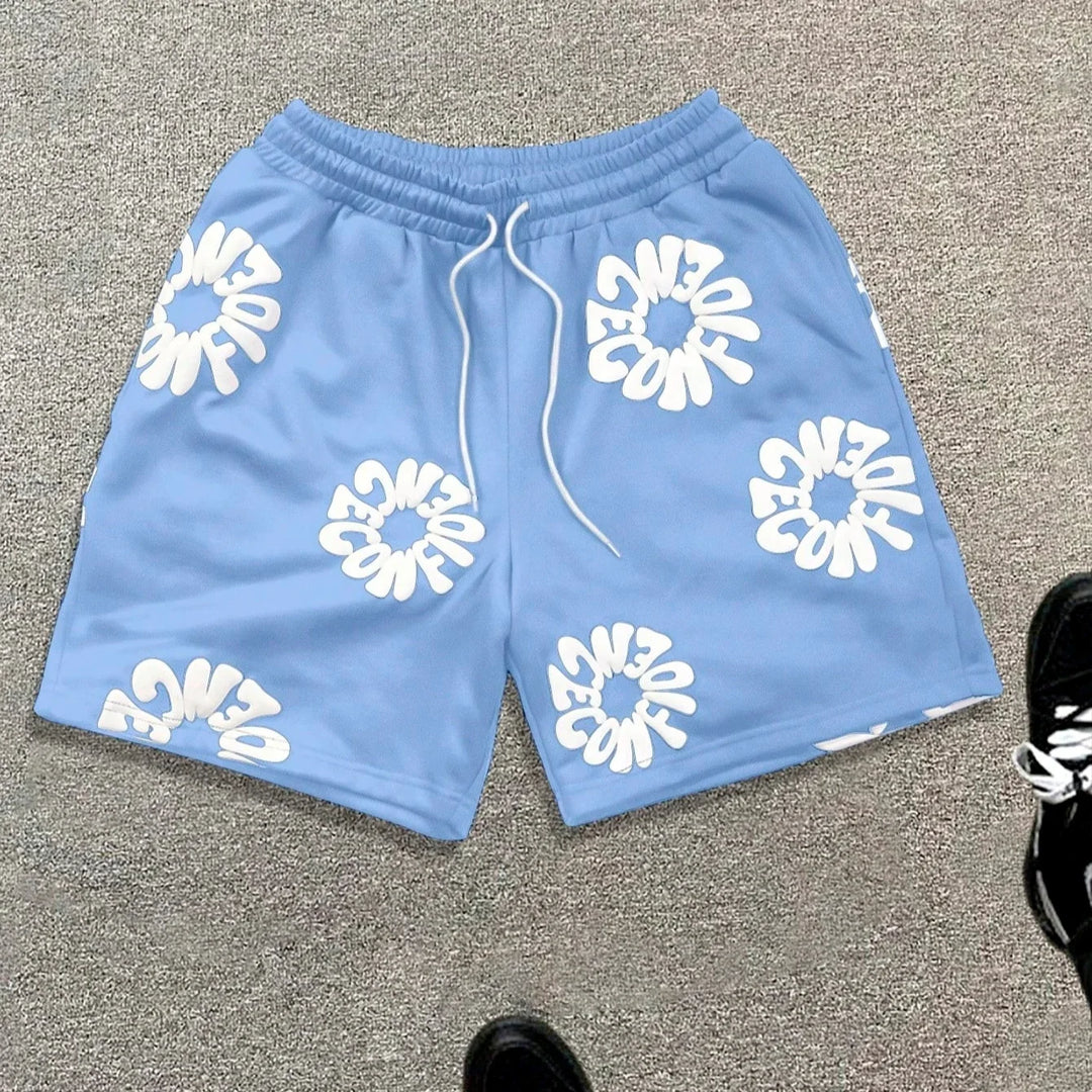 Trendy herre-casual hurtigtørrende oversized denimshorts med slidmærker til stranden
