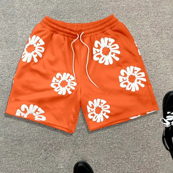 Trendy herre-casual hurtigtørrende oversized denimshorts med slidmærker til stranden