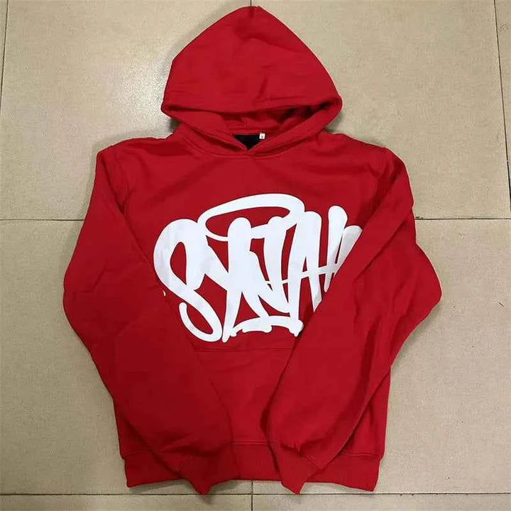 Unisex Fleece Hoodie Sweatshirt with Hip Hop Print for Casual Wear Red