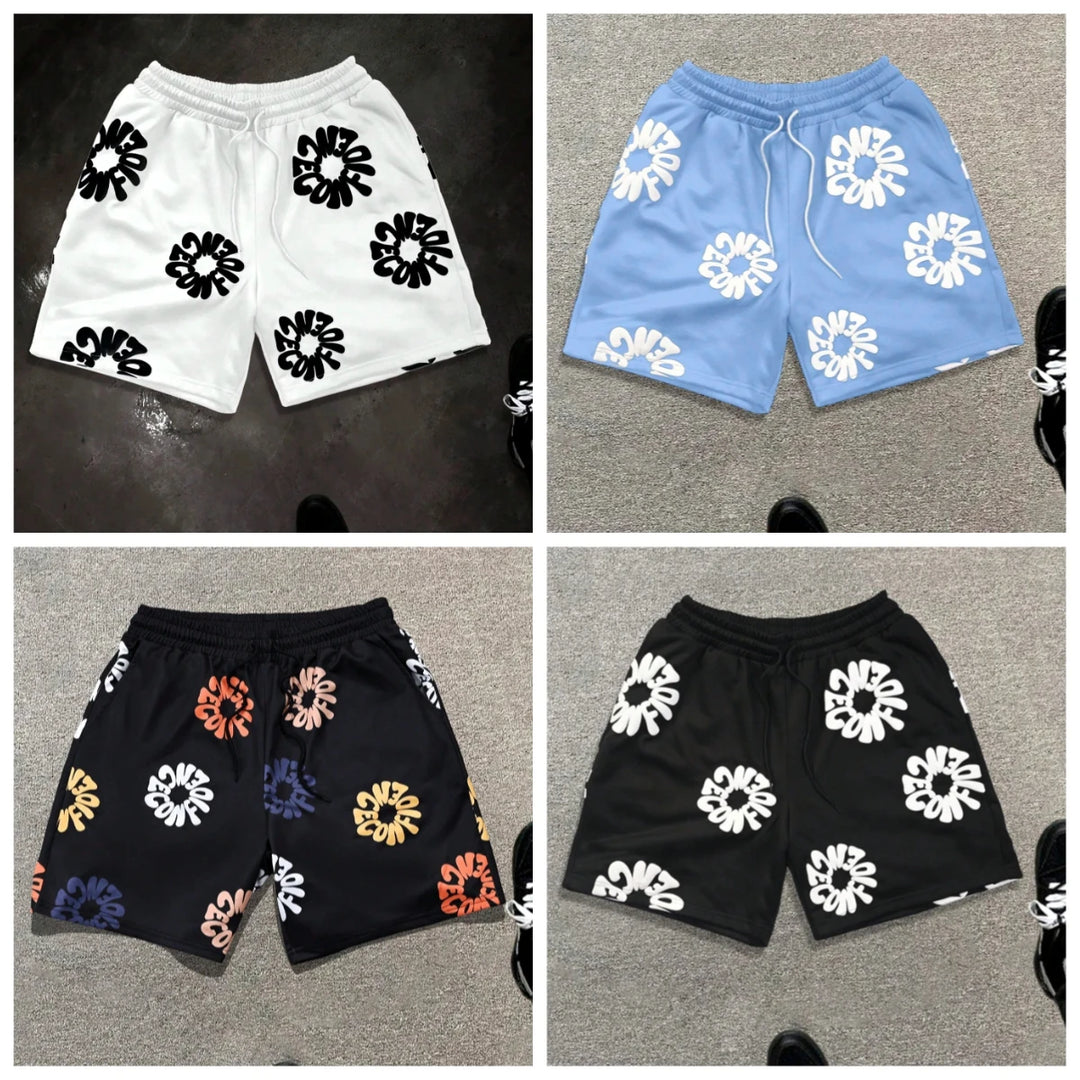 Trendy herre-casual hurtigtørrende oversized denimshorts med slidmærker til stranden