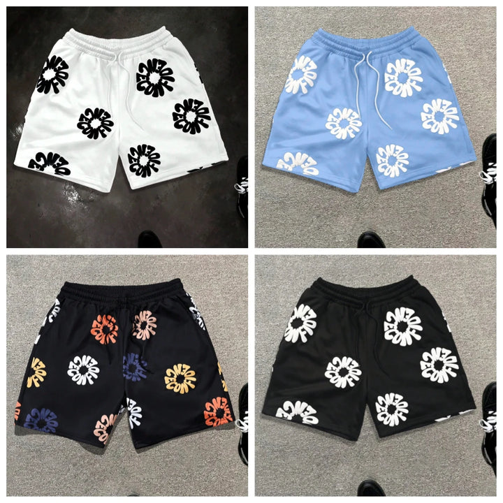 Trendy herre-casual hurtigtørrende oversized denimshorts med slidmærker til stranden