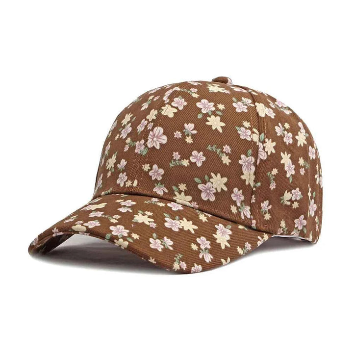 Floral Sun Hat Brown Adjustable