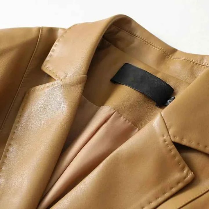 Women's Lambskin Leather Blazer - Stylish and Durable