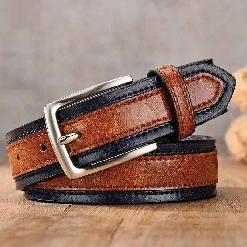 Contrast-Panel Belt with Stylish Design Brown & Blue
