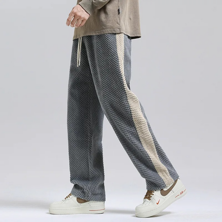 Men's High Waisted Wide Leg Casual Trousers with Pockets Gray