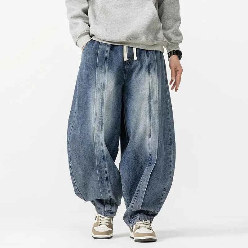 Men's Baggy Barrel Jeans Dark Blue