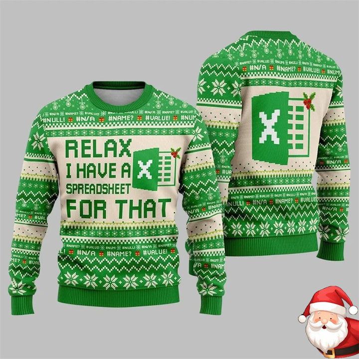 Arbejder-julesweater med lange ærmer og rund halsudskæring