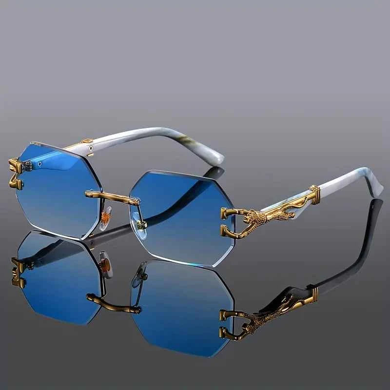 Stylish Leopard Print Frame Sunglasses Blue