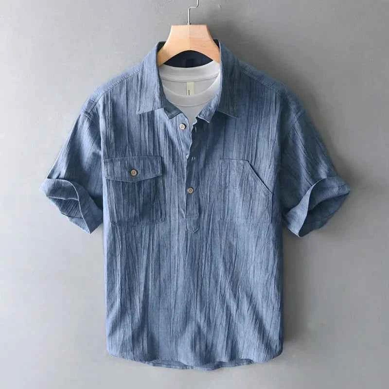 Men's Linen Shirt - Lightweight & Breathable Summer Wear Blue