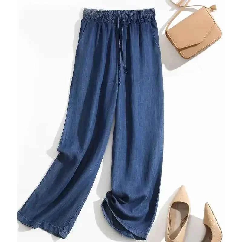 Women's Wide Leg Pants - Stylish and Comfortable Fit Navy Blue