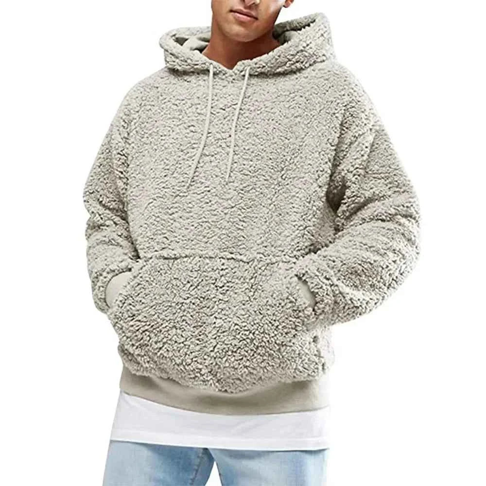 Men's Solid Plush Y2K Streetwear Hoodie
