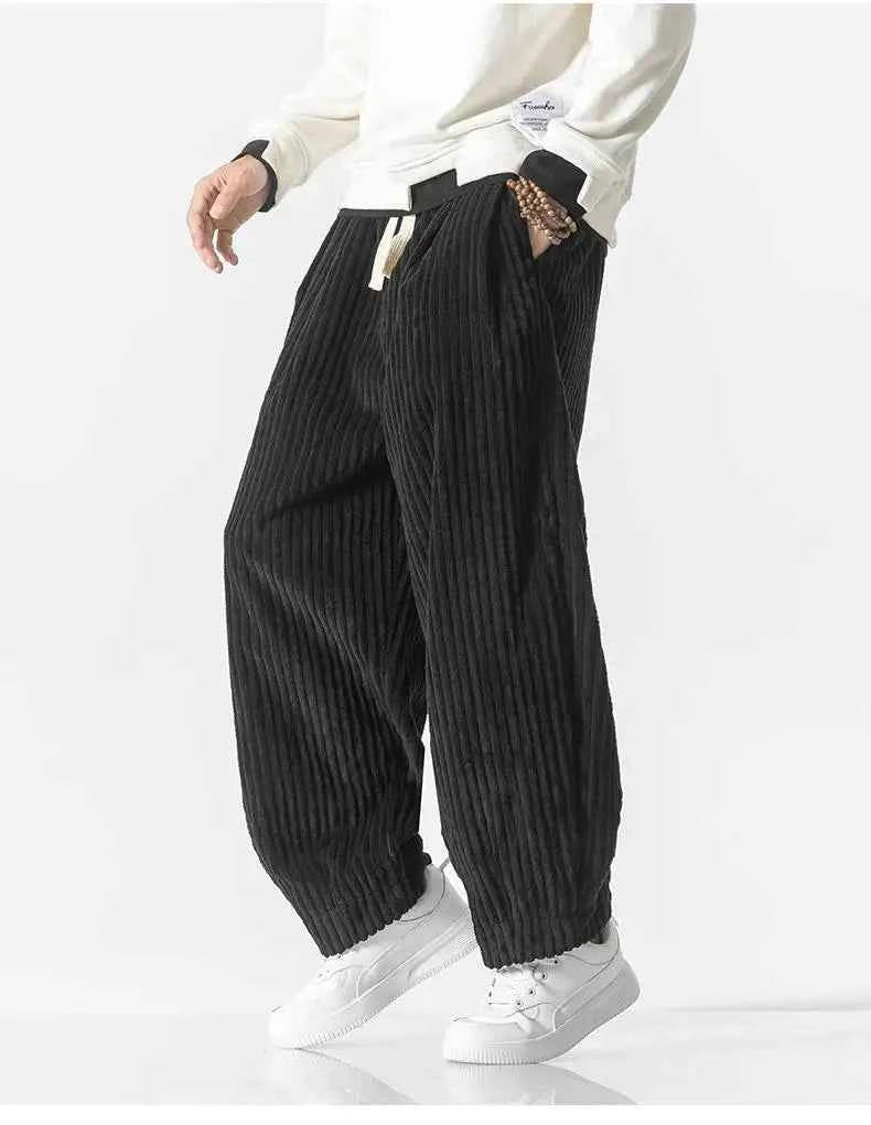 Men's Relaxed Fit Ribbed Knit Joggers with Elastic Waistband