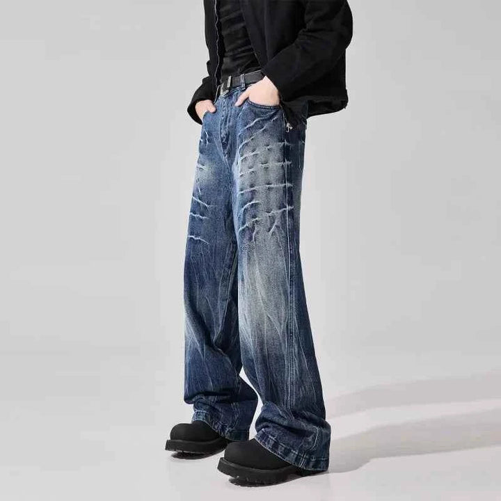 Men's Grunge Denim Jeans Blue
