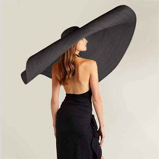 Seaside Sun Hat, Travel And Vacation Straw Hat, Straw Hat, Paper Straw Hat Black One size