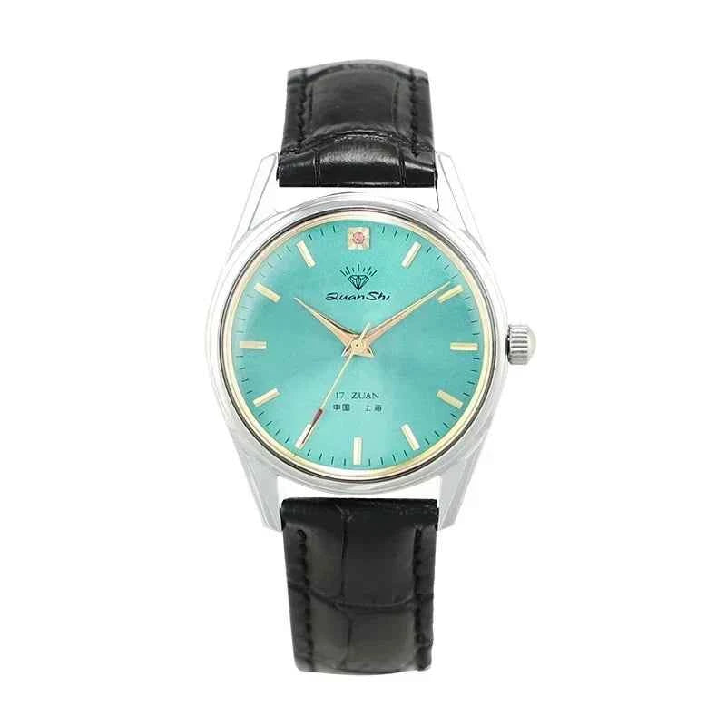 Round Case Multi-Link Bracelet Watch Black Leather