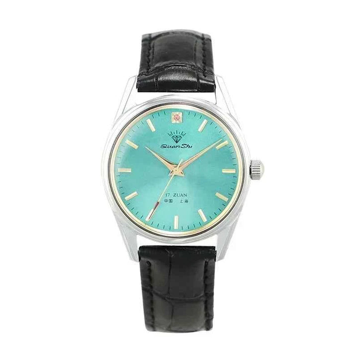 Round Case Multi-Link Bracelet Watch Black Leather