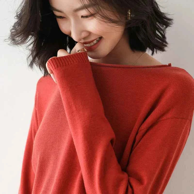Women's Cozy Knit Sweater Maroon