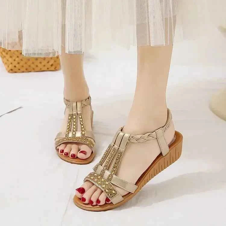 Priscilla | Women's Orthopedic Adjustable Sandals Gold 5