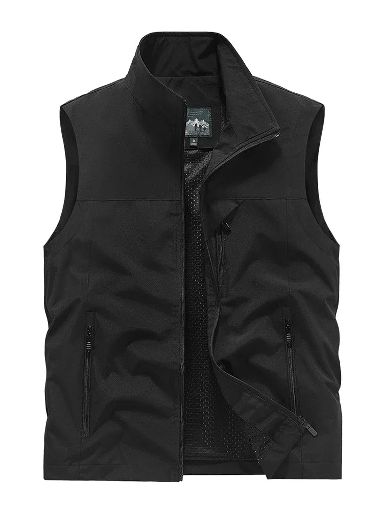 Men's Polyester Sleeveless Stand Collar Waterproof Vest