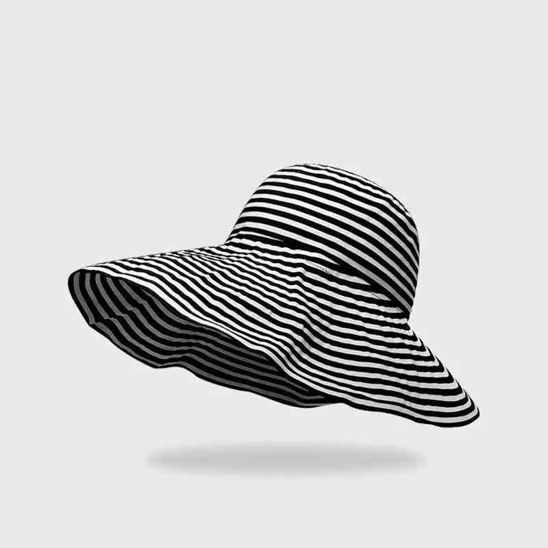 Striped Sun Hat for Stylish Summer Days Black