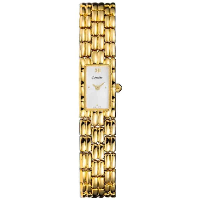 Rectangular Roman Numeral Dial Link Wrist Watch
