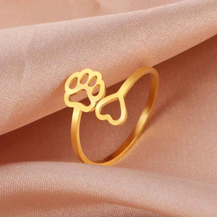 Adjustable Pawprint Ring Gold