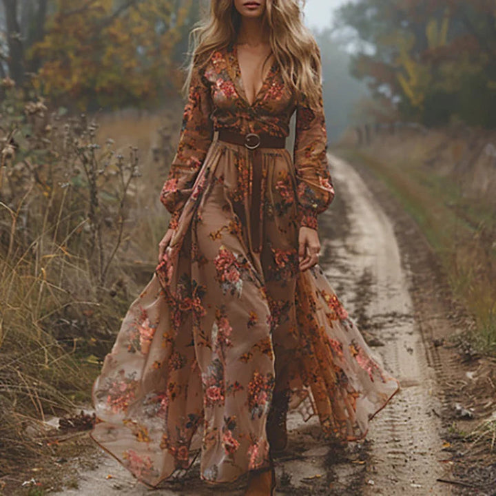 Floral Maxi Dress for Women | Perfect for Everyday Wear Dark Brown