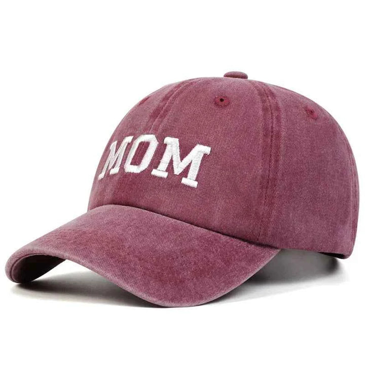 Relaxed Fit Embroidered Baseball Cap with Washed Effect Mom