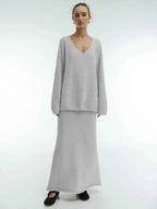 Women's Oversized Knitted Sweater and Maxi Skirt Set – Comfortable Casual Lounge Wear