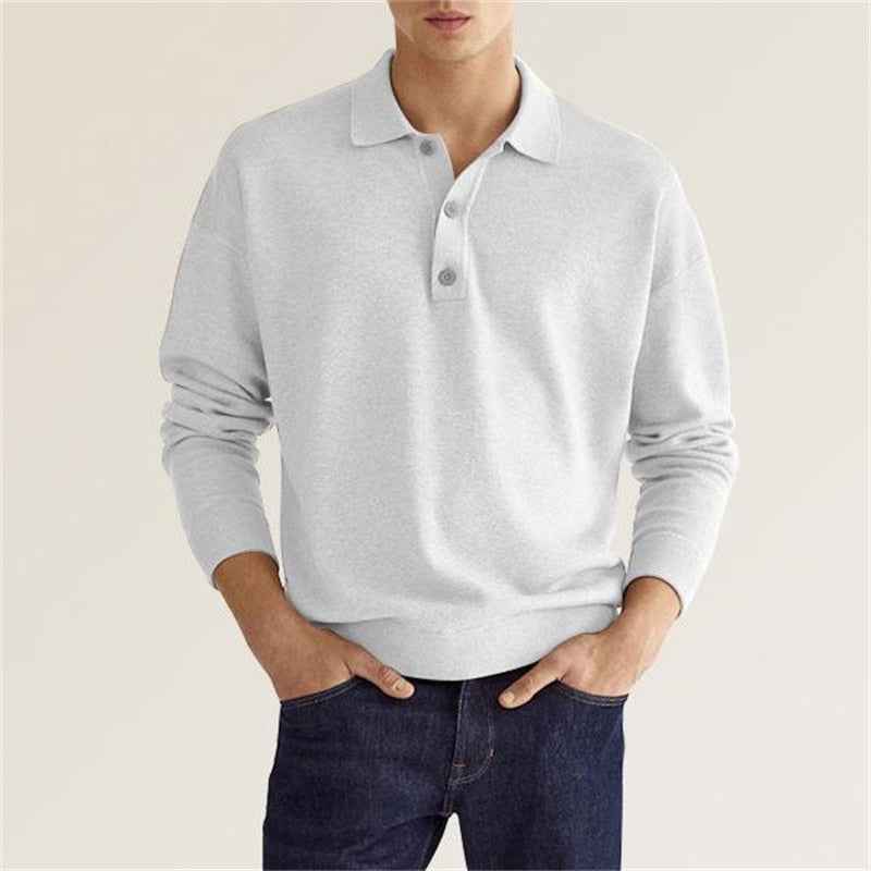 Men's Long Sleeve Polo Shirt White