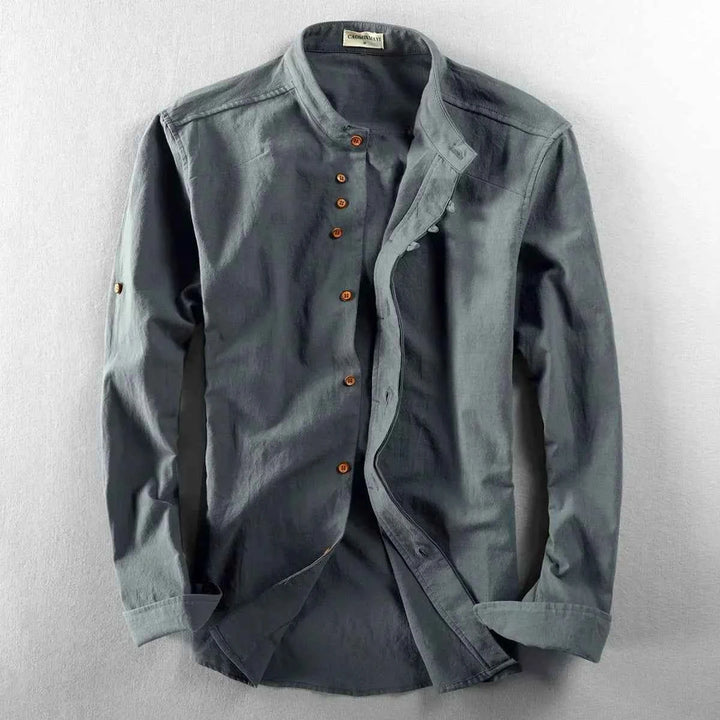 Men's Cotton-Linen Casual Shirt Dark Gray