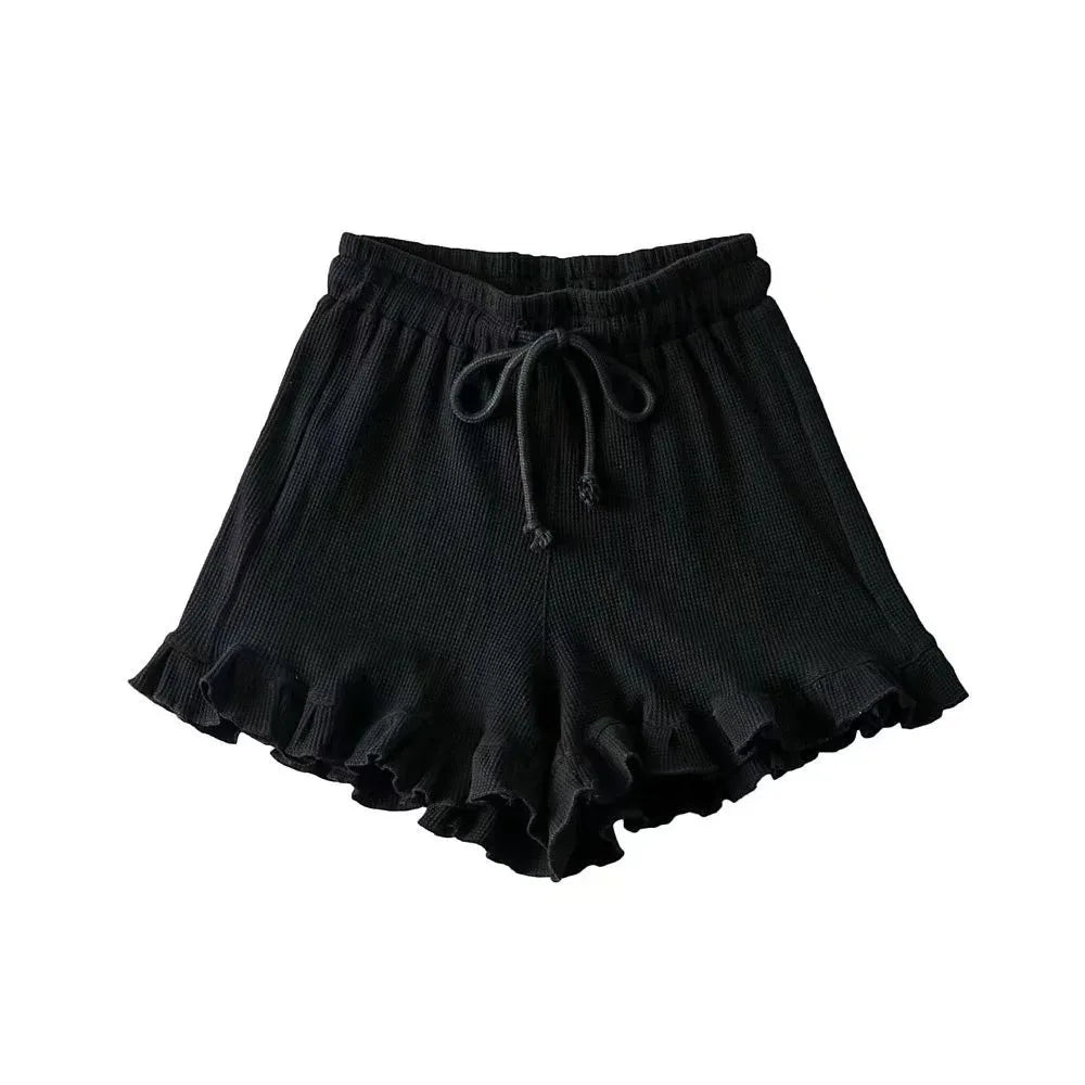 Women's Ruffle Hem Shorts Black