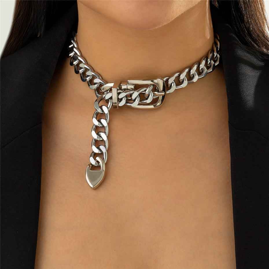 Elegant Radiance Chain Drop Necklace Silver