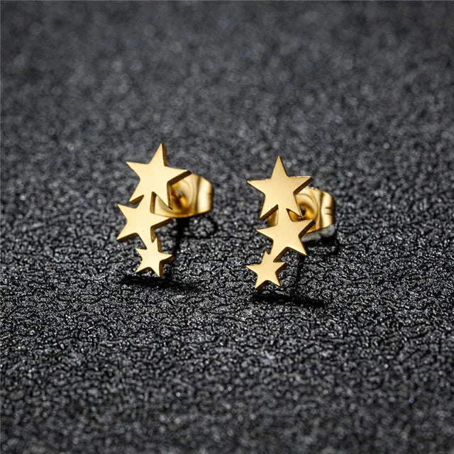 Star | Women's Minimalistic Earrings – Timeless Elegance Stellar Trio: Triple Star Earrings