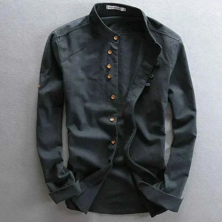 Men's Cotton-Linen Casual Shirt Navy blue