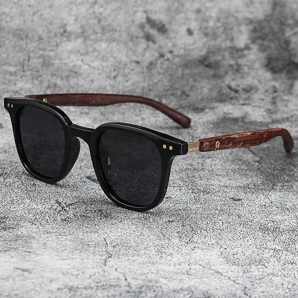 Wood Grain Style Eyeglasses Black