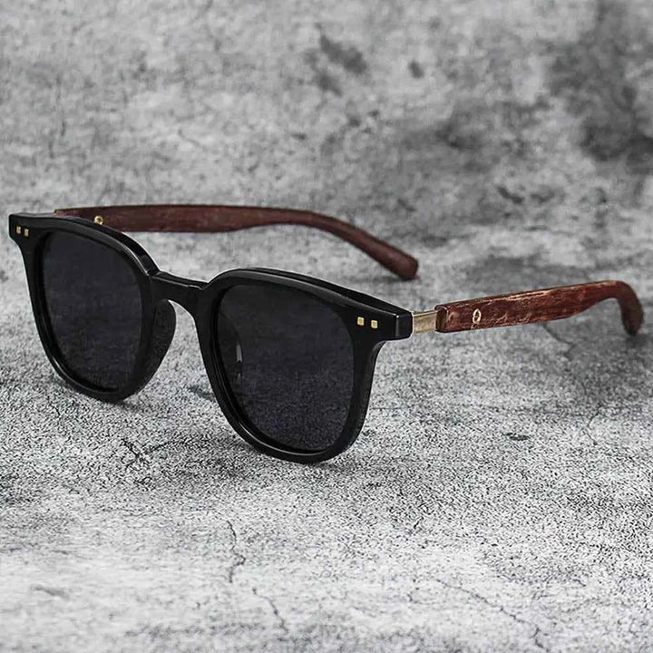 Wood Grain Style Eyeglasses Black