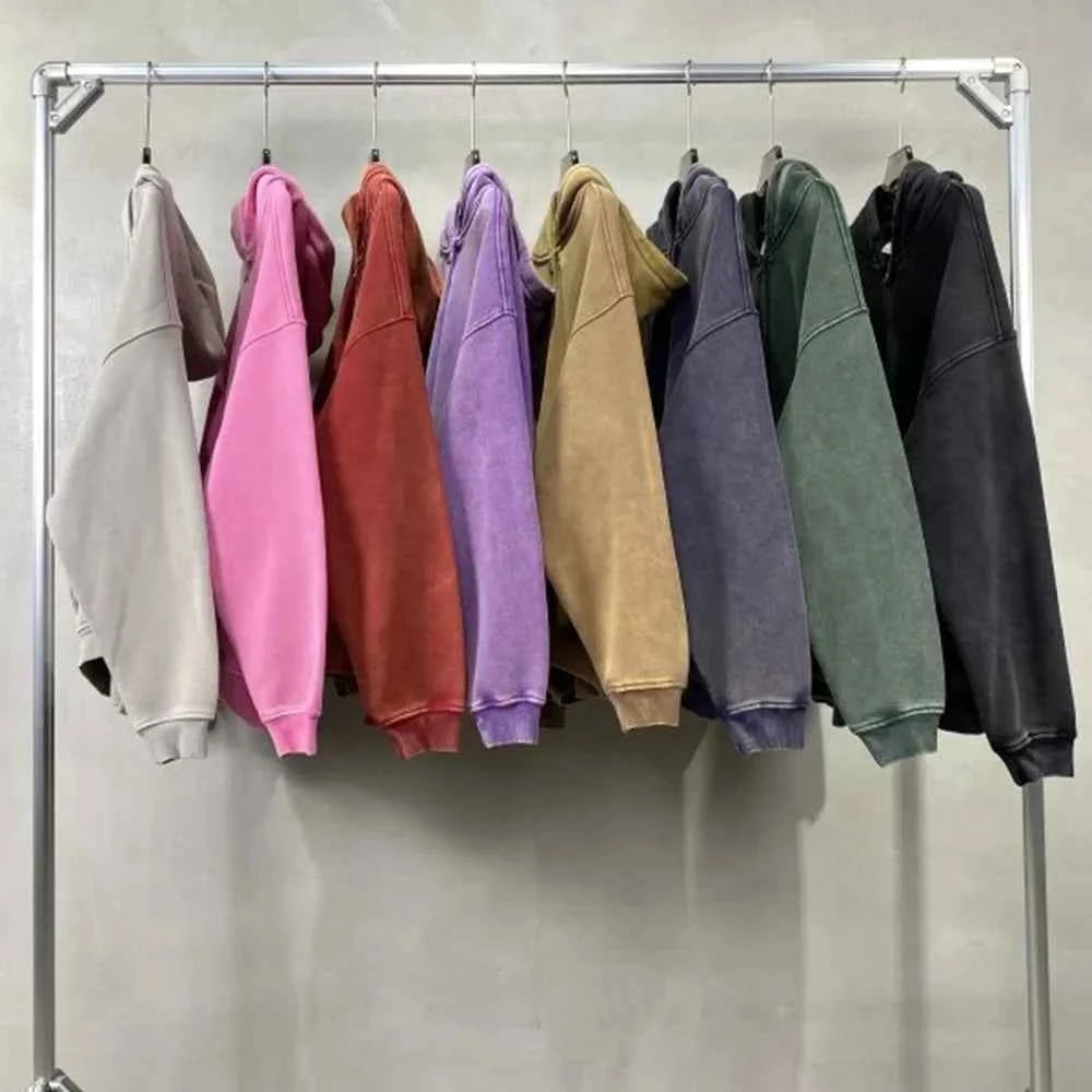 Men and Women's Full-Zip Batik-Wash Street Hoodie